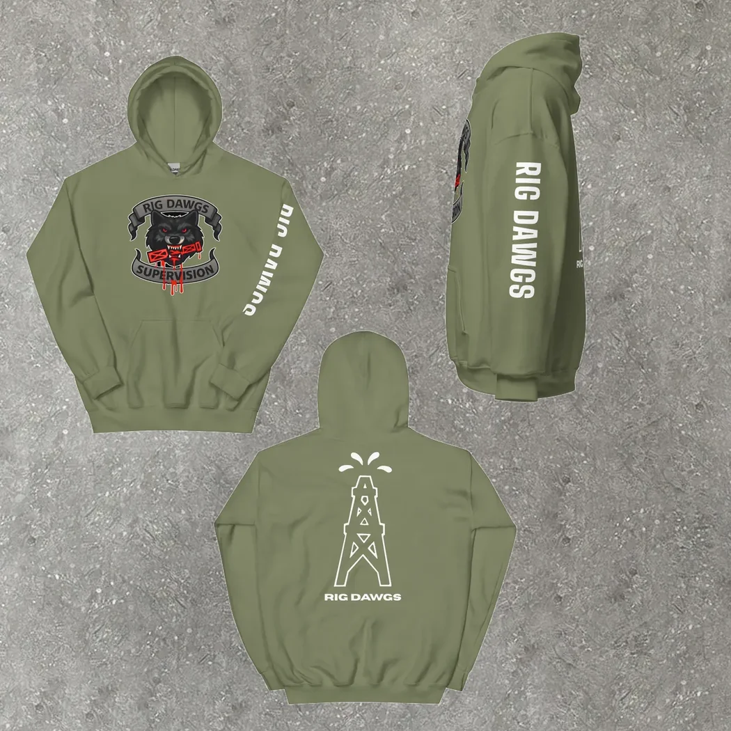 Wolf Patch Hoodie in army green