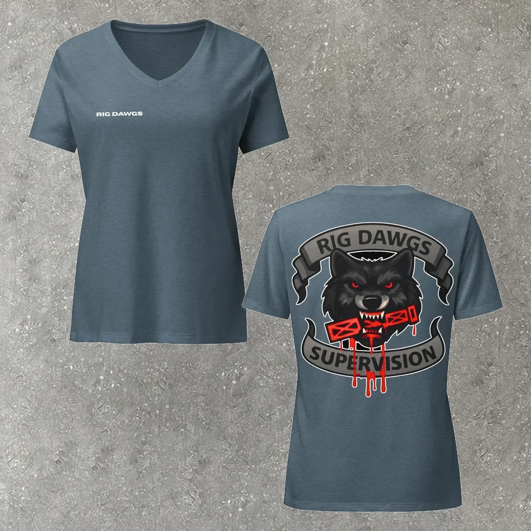 Rig Dawgs Women's V-Neck in steel blue