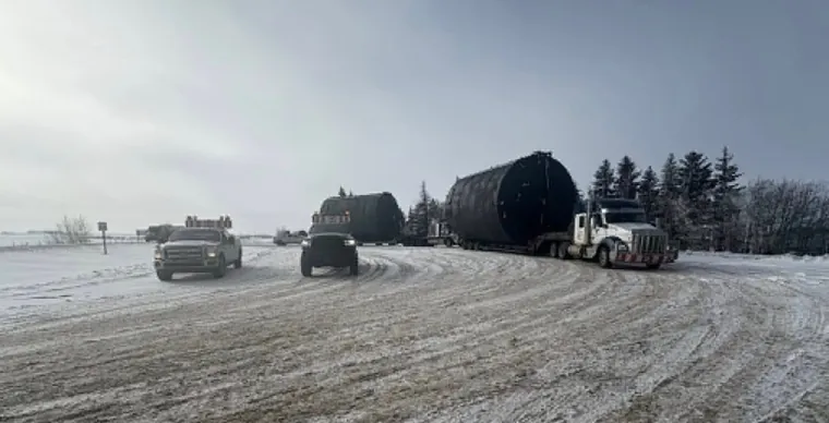 Tanks moving on a winter road